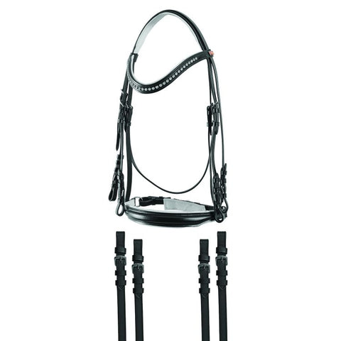 BR00220 - COMPLETO DRESSAGE BRIGLIA + PETTORALE CON BRILLANTINI